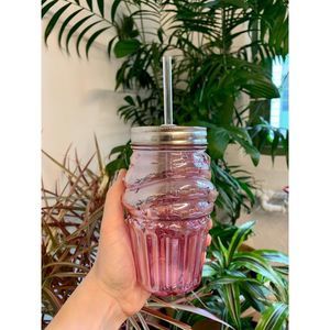 Set of 6 Cupcake Sipper Straw Glass Light Pink Wine NWT
